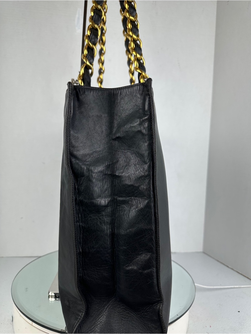 CHANEL CC LOGO LAMBSKIN SHOPPER TOTE BAG JUMBO - Picture 6 of 11